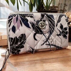 Vera Bradley RFID Turnlock & Zip Wallet - Twilight Garden Performance Twill NWT